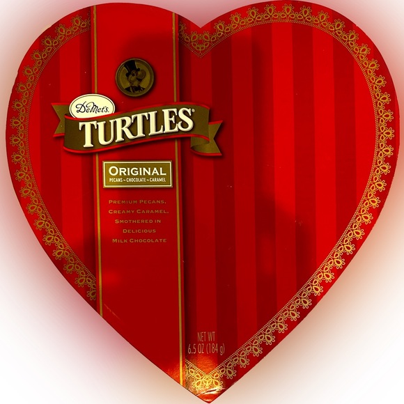 VTG DeMETs TURTLE VALENTINE STRIPE HEART CHOCOLATE BOX 10.75” RED GIFT ROMANTIC - Picture 1 of 8